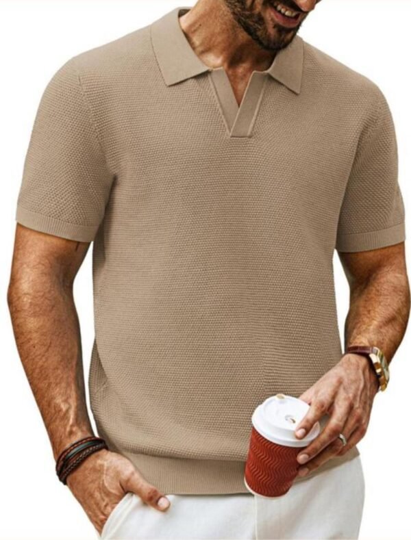 Knit V-Neck Polo Shirt
