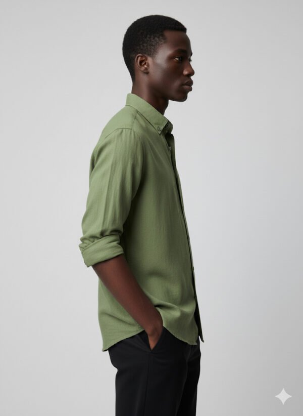IMG_0170 OLIVE LINEN BOSS SHIRT