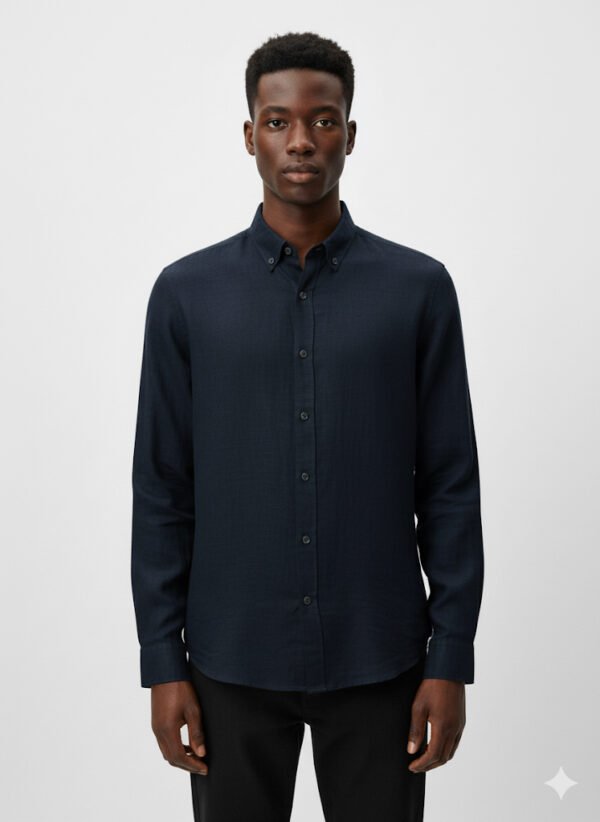NAVY BLUE LINEN BOSS SHIRT