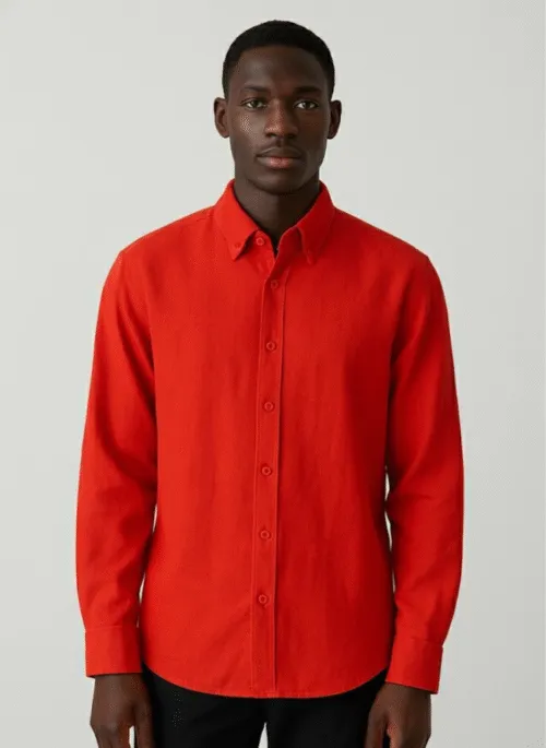 RED LINEN BOSS SHIRT