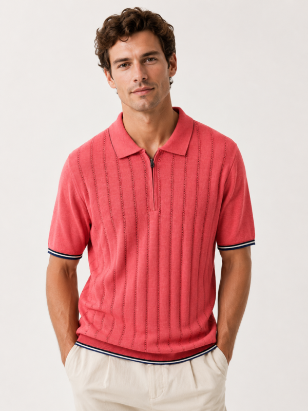 QUARTER ZIPPED KNIT POLO