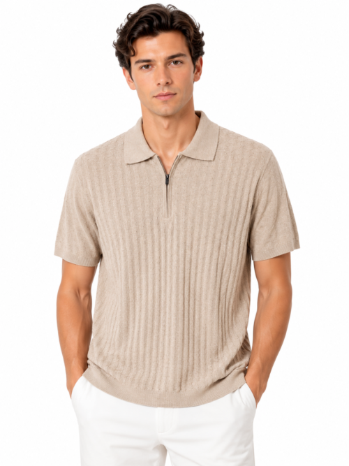 QUARTER ZIPPED KNIT POLO