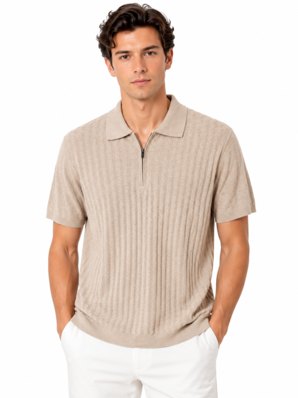 QUARTER ZIPPED KNIT POLO