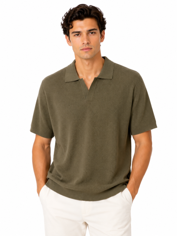 V-NECK KNITTED POLO SHIRT