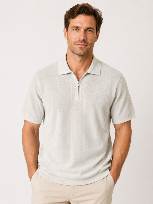 QUARTER ZIPPED KNIT POLO