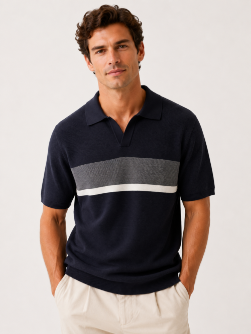 KNIT V-NECK POLO SHIRT