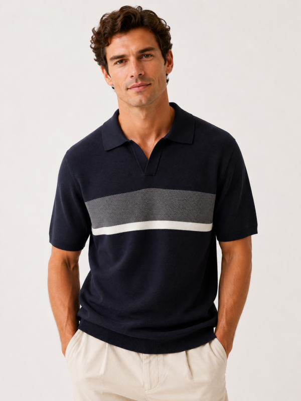 HQMU0884 KNIT V-NECK POLO SHIRT