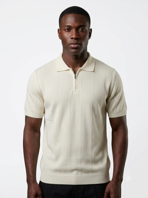 QUARTER ZIPPED KNIT POLO