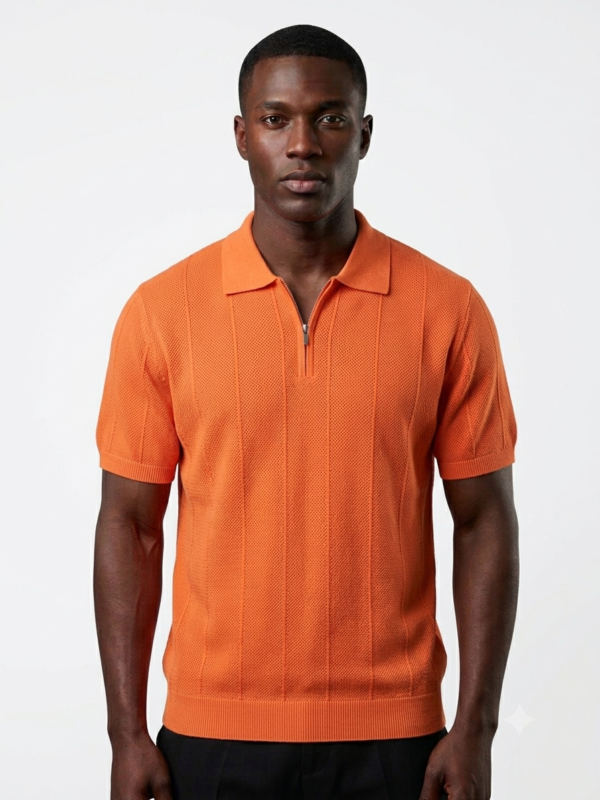 QUARTER ZIPPED KNIT POLO