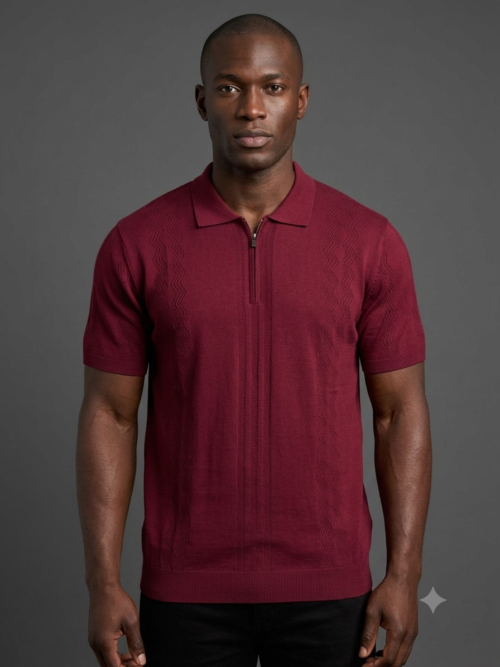 QUARTER ZIPPED KNIT POLO