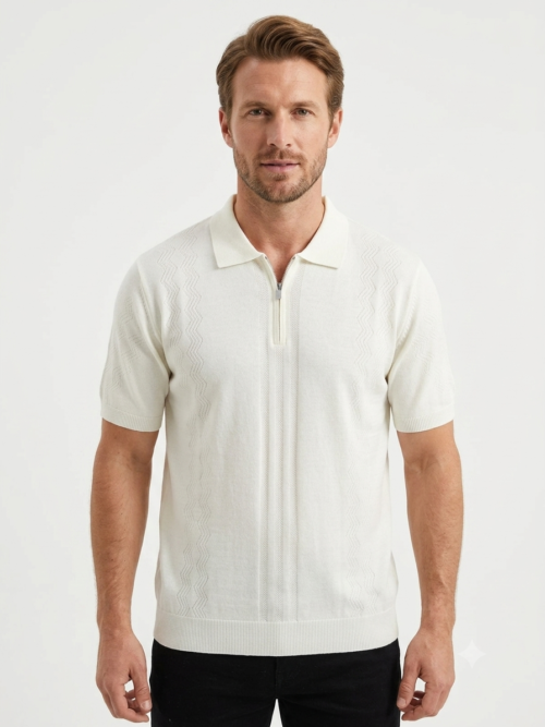 QUARTER ZIPPED KNIT POLO