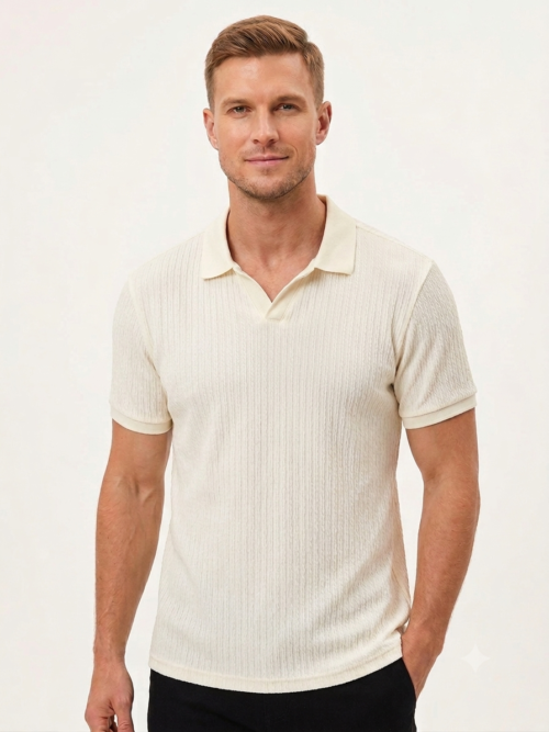 OFF WHITE OPEN-COLLAR POLO