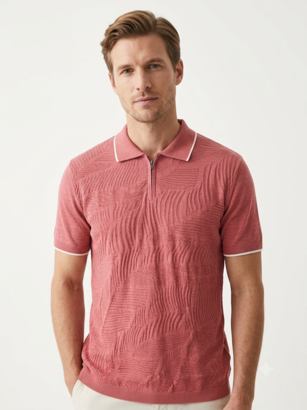 QUARTER ZIPPED KNIT POLO
