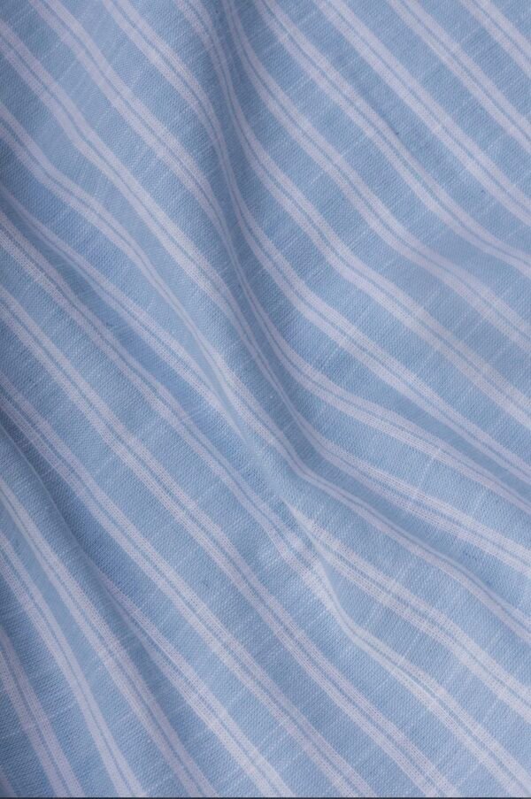 BABY BLUE DOUBLE STRIPED LINEN-COTTON SHIRT