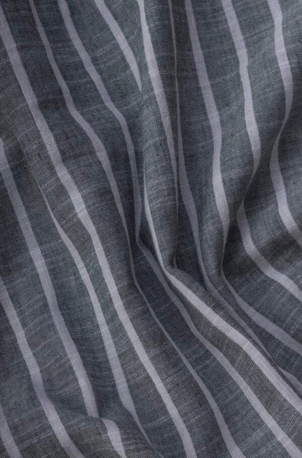 OLIVE FINE STRIPED LINEN-COTTON SHIRT