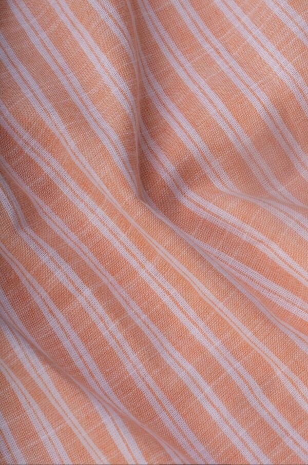 ORANGE DOUBLE STRIPED LINEN-COTTON SHIRT