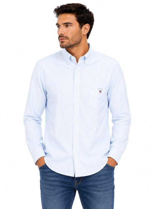 BABY BLUE STRIPED GANT SLIM FIT SHIRT