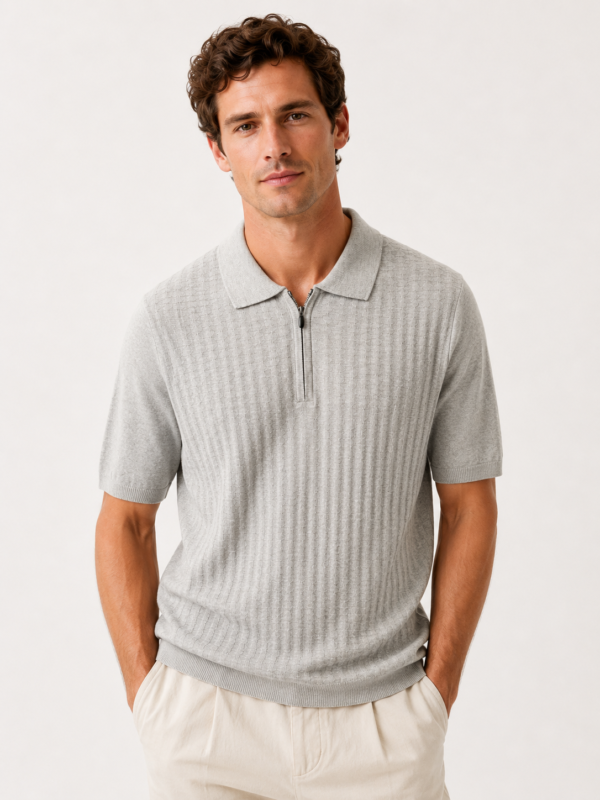 QUARTER ZIPPED KNIT POLO