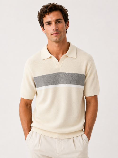 KNIT V-NECK POLO SHIRT